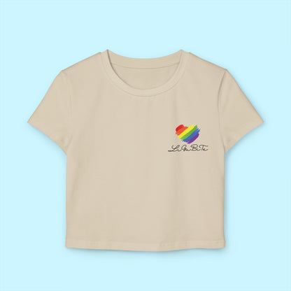 Pride Women's Baby Tee - Rainbow Heart Design