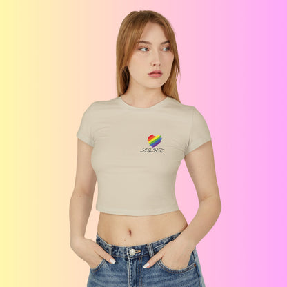 Pride Women's Baby Tee - Rainbow Heart Design