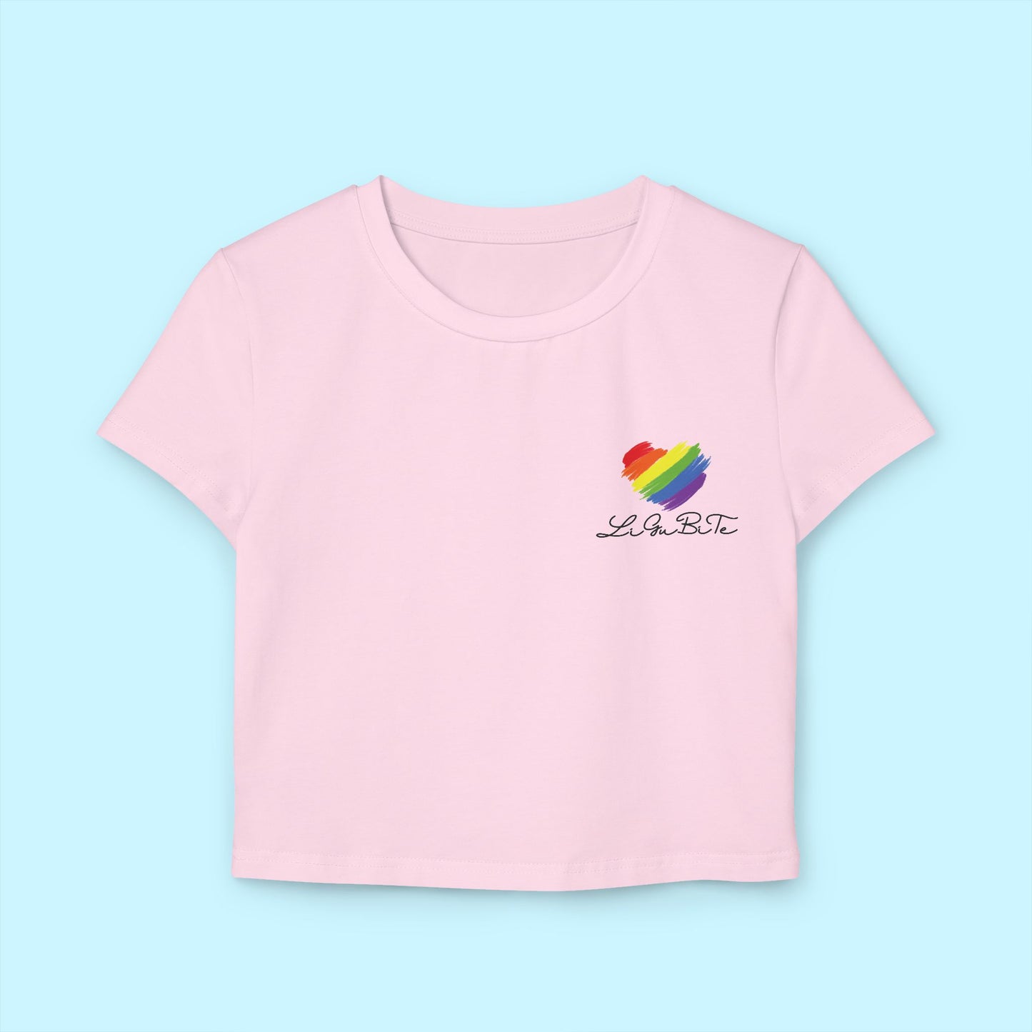 Pride Women's Baby Tee - Rainbow Heart Design