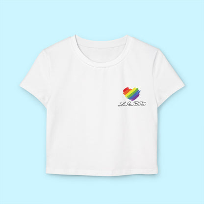 Pride Women's Baby Tee - Rainbow Heart Design